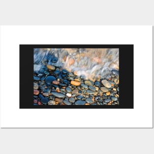 The magic of Lake Michigan.  Lake Michigan Stones washed by a wave. Posters and Art